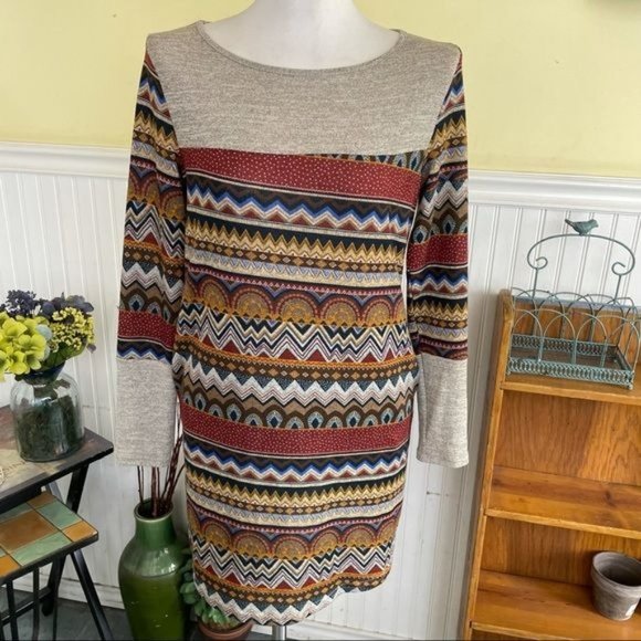 sarin mathews Dresses & Skirts - Medium fall colors knit dress 3/4 sleeve sarin matthew